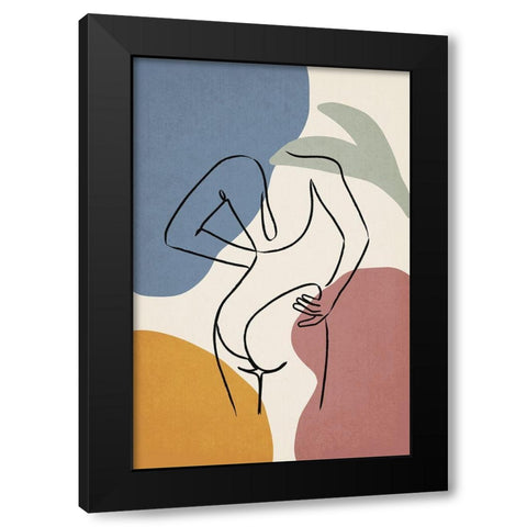 Colorful Nude I Black Modern Wood Framed Art Print by JJ Design House