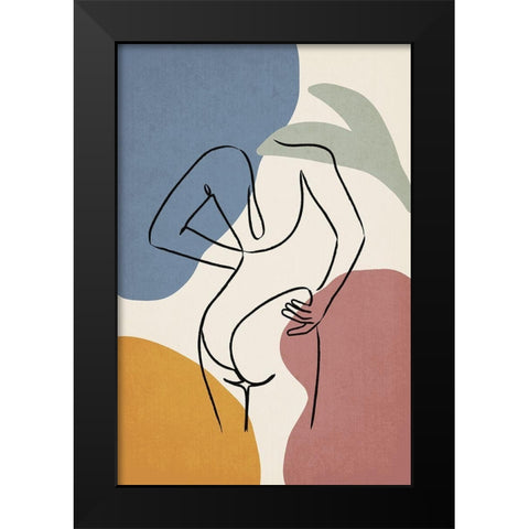 Colorful Nude I Black Modern Wood Framed Art Print by JJ Design House