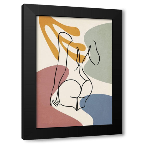 Colorful Nude III Black Modern Wood Framed Art Print by JJ Design House