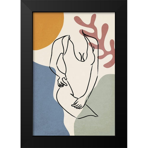 Colorful Nude IV Black Modern Wood Framed Art Print by JJ Design House