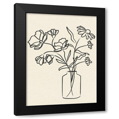 Flowers in Vase I Black Modern Wood Framed Art Print by JJ Design House