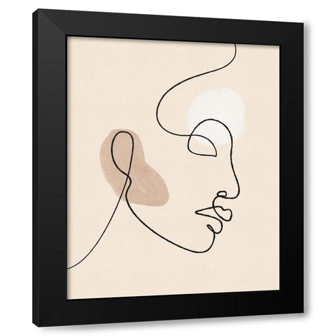 About Face Black Modern Wood Framed Art Print by JJ Design House
