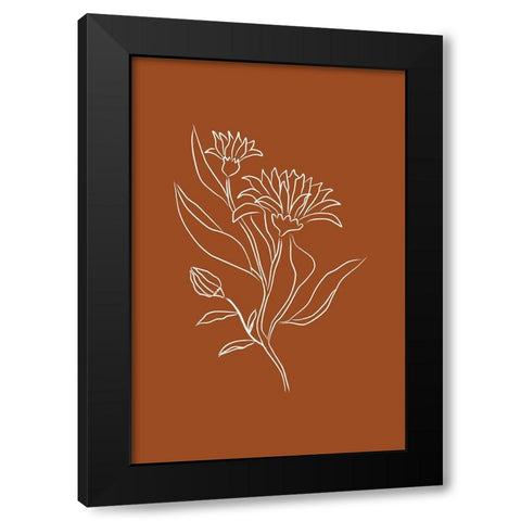Orange Flower Black Modern Wood Framed Art Print by JJ Design House