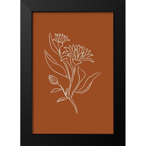 Orange Flower Black Modern Wood Framed Art Print by JJ Design House