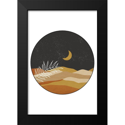 Mountain Moonrise Black Modern Wood Framed Art Print by JJ Design House