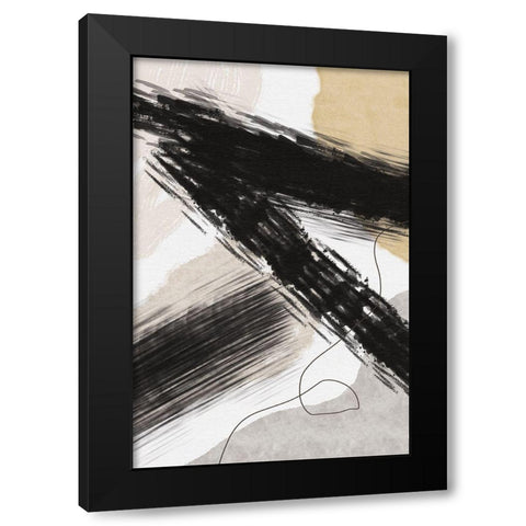 Abstract Lines II Black Modern Wood Framed Art Print by JJ Design House