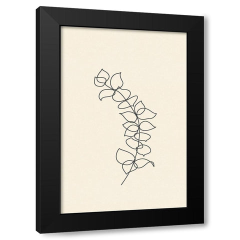 Leaf Line Art Black Modern Wood Framed Art Print with Double Matting by JJ Design House