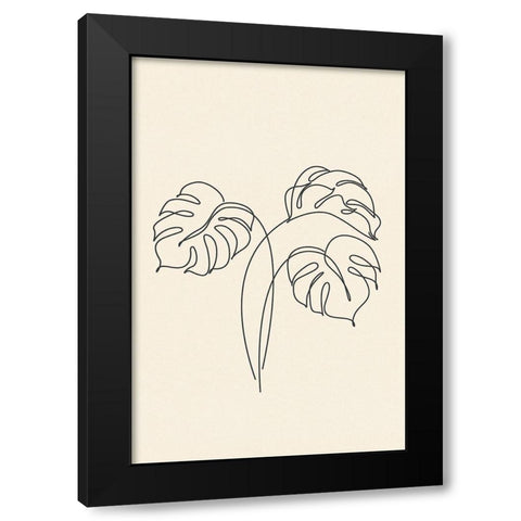 Leaf Line Art II Black Modern Wood Framed Art Print by JJ Design House