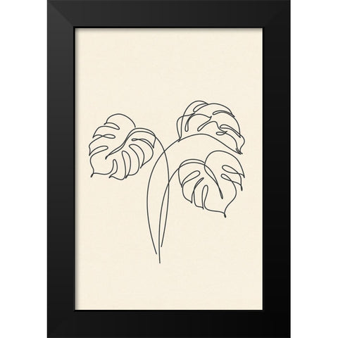 Leaf Line Art II Black Modern Wood Framed Art Print by JJ Design House