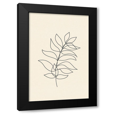 Leaf Line Art III Black Modern Wood Framed Art Print by JJ Design House
