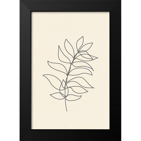 Leaf Line Art III Black Modern Wood Framed Art Print by JJ Design House
