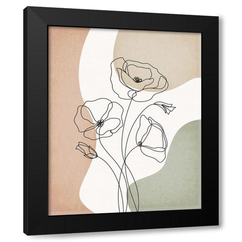 Poppies II Black Modern Wood Framed Art Print with Double Matting by JJ Design House