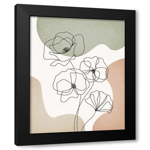 Poppies III Black Modern Wood Framed Art Print with Double Matting by JJ Design House