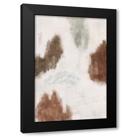 Neutral Warm Abstract Black Modern Wood Framed Art Print with Double Matting by JJ Design House