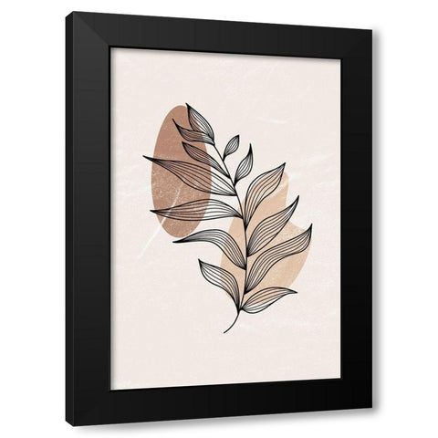 Leaf Black Modern Wood Framed Art Print with Double Matting by JJ Design House