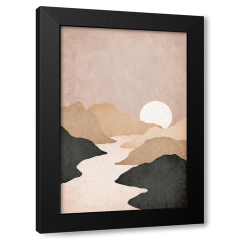 Mountains Black Modern Wood Framed Art Print with Double Matting by JJ Design House