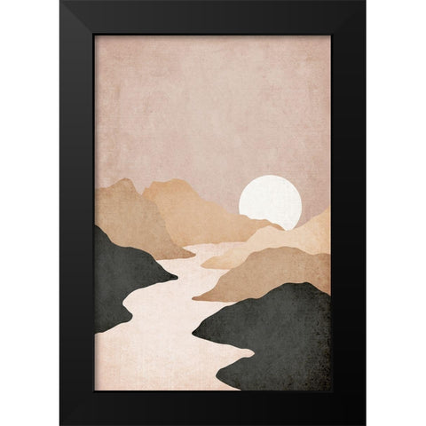 Mountains Black Modern Wood Framed Art Print by JJ Design House