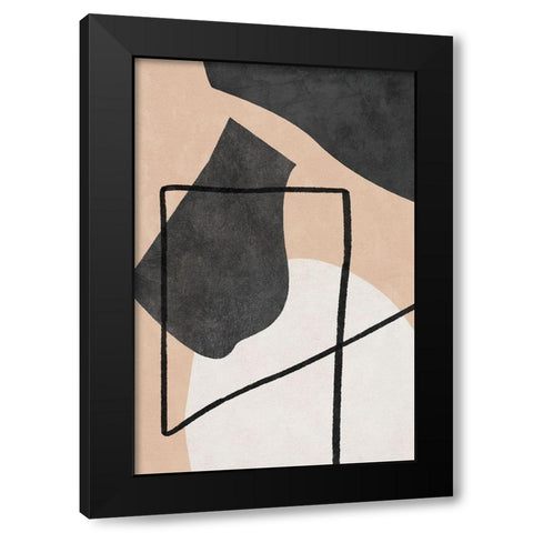Shapes Black Modern Wood Framed Art Print by JJ Design House