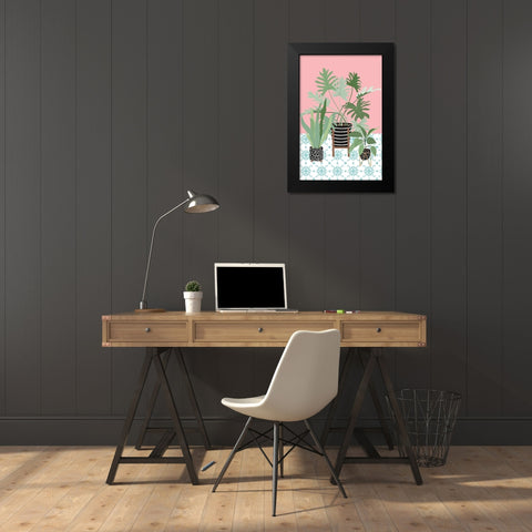 Potted Plants Black Modern Wood Framed Art Print by JJ Design