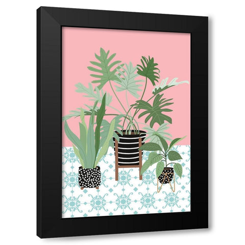 Potted Plants Black Modern Wood Framed Art Print with Double Matting by JJ Design