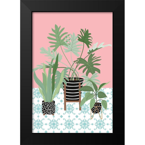 Potted Plants Black Modern Wood Framed Art Print by JJ Design