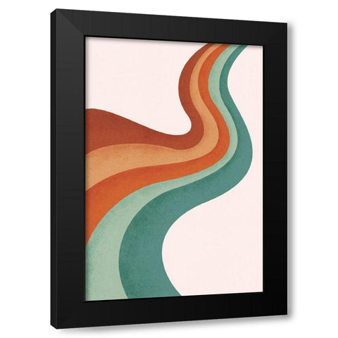 Curvy Rainbow Black Modern Wood Framed Art Print with Double Matting by JJ Design