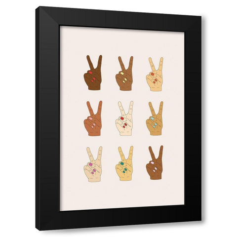 Peace Signs Black Modern Wood Framed Art Print by JJ Design