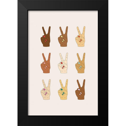 Peace Signs Black Modern Wood Framed Art Print by JJ Design