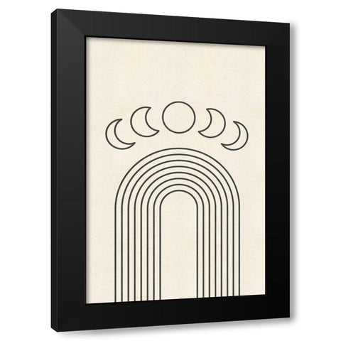 Arches and Moon Cycle Black Modern Wood Framed Art Print with Double Matting by JJ Design