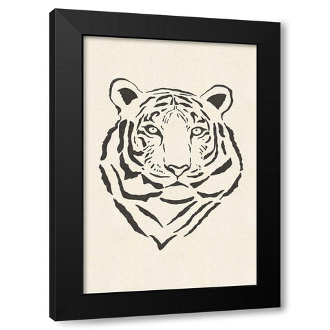 Tiger Black Modern Wood Framed Art Print with Double Matting by JJ Design