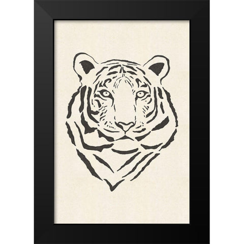Tiger Black Modern Wood Framed Art Print by JJ Design