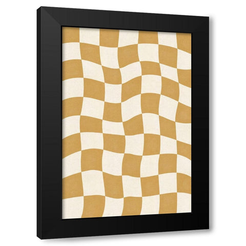 Distorted Grid Black Modern Wood Framed Art Print with Double Matting by JJ Design