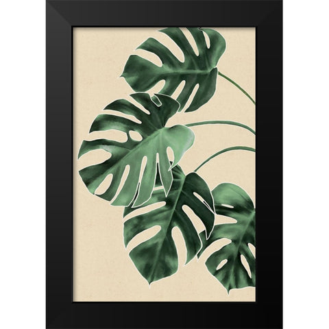 Leaves Black Modern Wood Framed Art Print by JJ Design