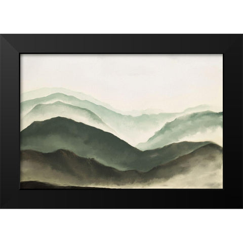 Mountains Black Modern Wood Framed Art Print by JJ Design