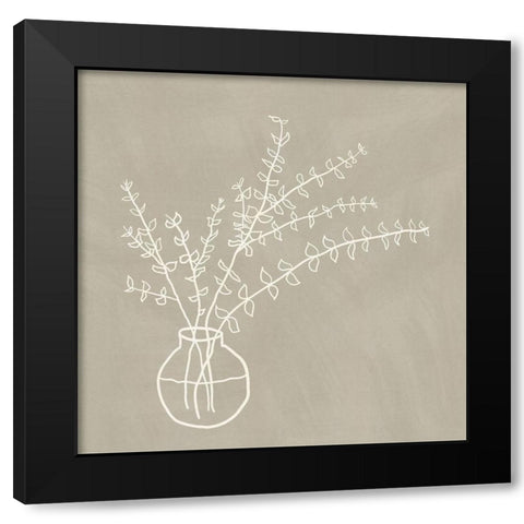 Beige Vase Black Modern Wood Framed Art Print with Double Matting by JJ Design
