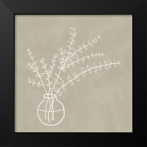 Beige Vase Black Modern Wood Framed Art Print by JJ Design