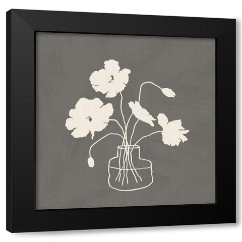 Gray Vase Black Modern Wood Framed Art Print by JJ Design