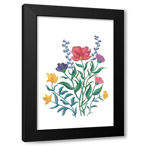 Watercolor Flowers II Black Modern Wood Framed Art Print with Double Matting by JJ Design