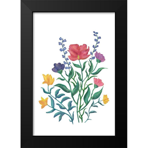 Watercolor Flowers II Black Modern Wood Framed Art Print by JJ Design