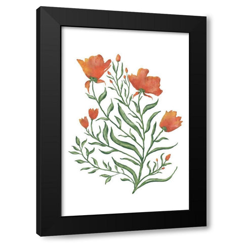Watercolor Flowers III Black Modern Wood Framed Art Print by JJ Design