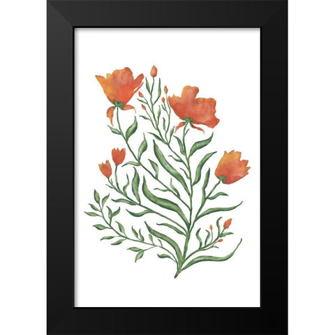 Watercolor Flowers III Black Modern Wood Framed Art Print by JJ Design