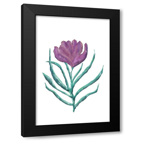 Purple Flower Black Modern Wood Framed Art Print by JJ Design