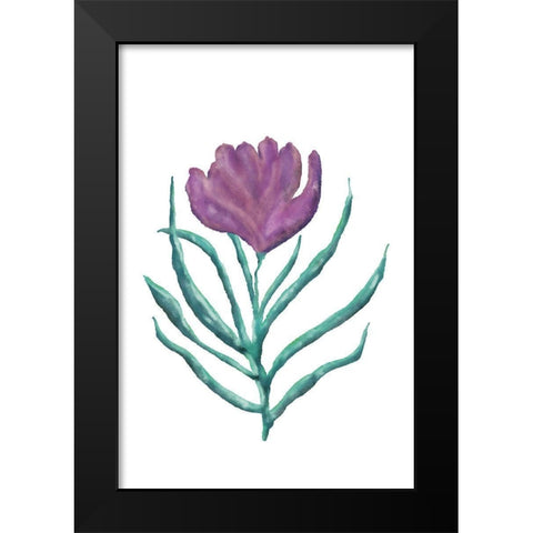 Purple Flower Black Modern Wood Framed Art Print by JJ Design