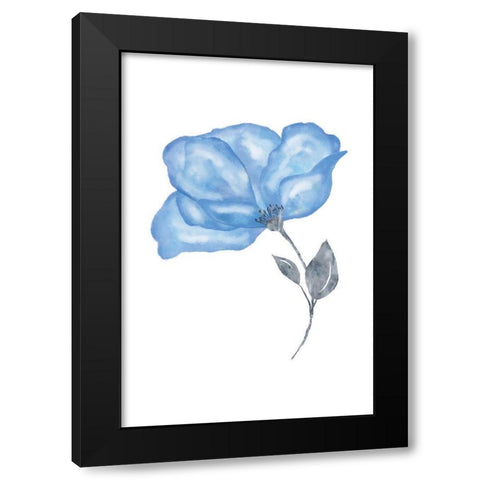 Blue Flower Black Modern Wood Framed Art Print with Double Matting by JJ Design