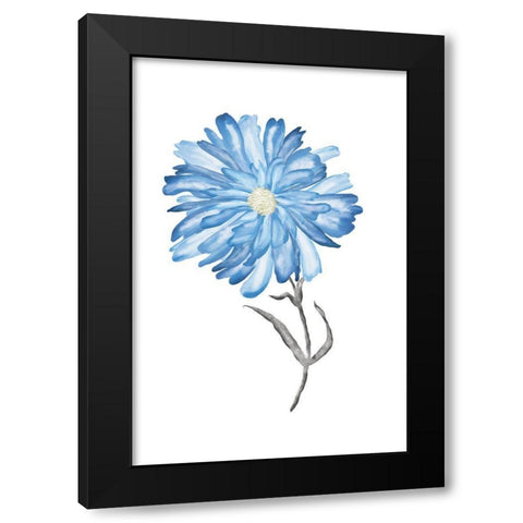 Blue Flower III Black Modern Wood Framed Art Print with Double Matting by JJ Design