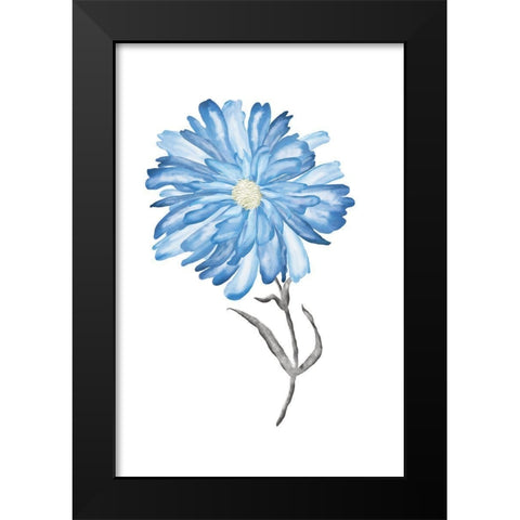 Blue Flower III Black Modern Wood Framed Art Print by JJ Design