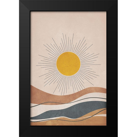 Sun and Mountains Black Modern Wood Framed Art Print by JJ Design