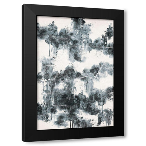 Splatter Black Modern Wood Framed Art Print with Double Matting by JJ Design