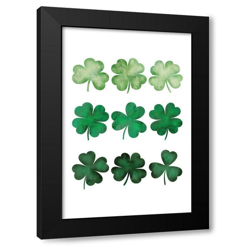 Clovers Black Modern Wood Framed Art Print with Double Matting by JJ Design