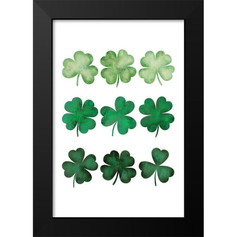 Clovers Black Modern Wood Framed Art Print by JJ Design